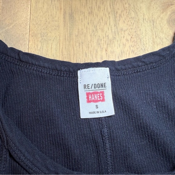 Re/Done Ribbed Racerback Tank, Black, Size Small - Picture 9 of 9